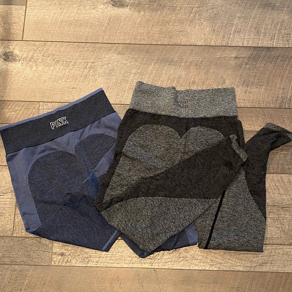 2 pairs of VS PINK seamless leggings